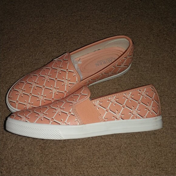 Ralph Lauren Jinny Logo Slip-On Sneakers - Shell Coral - Women's Size 8.5B - NWB - Picture 4 of 10